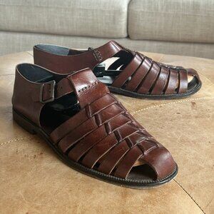 Leather Fisherman Sandals Brown Resort Vacation Italy Made women 9 Tommy Bahama